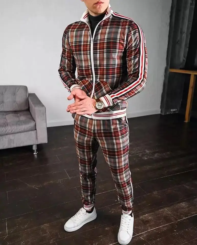 

2021 New Men's Casual Zipper Suit Men's Two-Piece Suit Spring And Autumn Men's Sweatshirt Multi-Pocket Fashion High Street Jacke