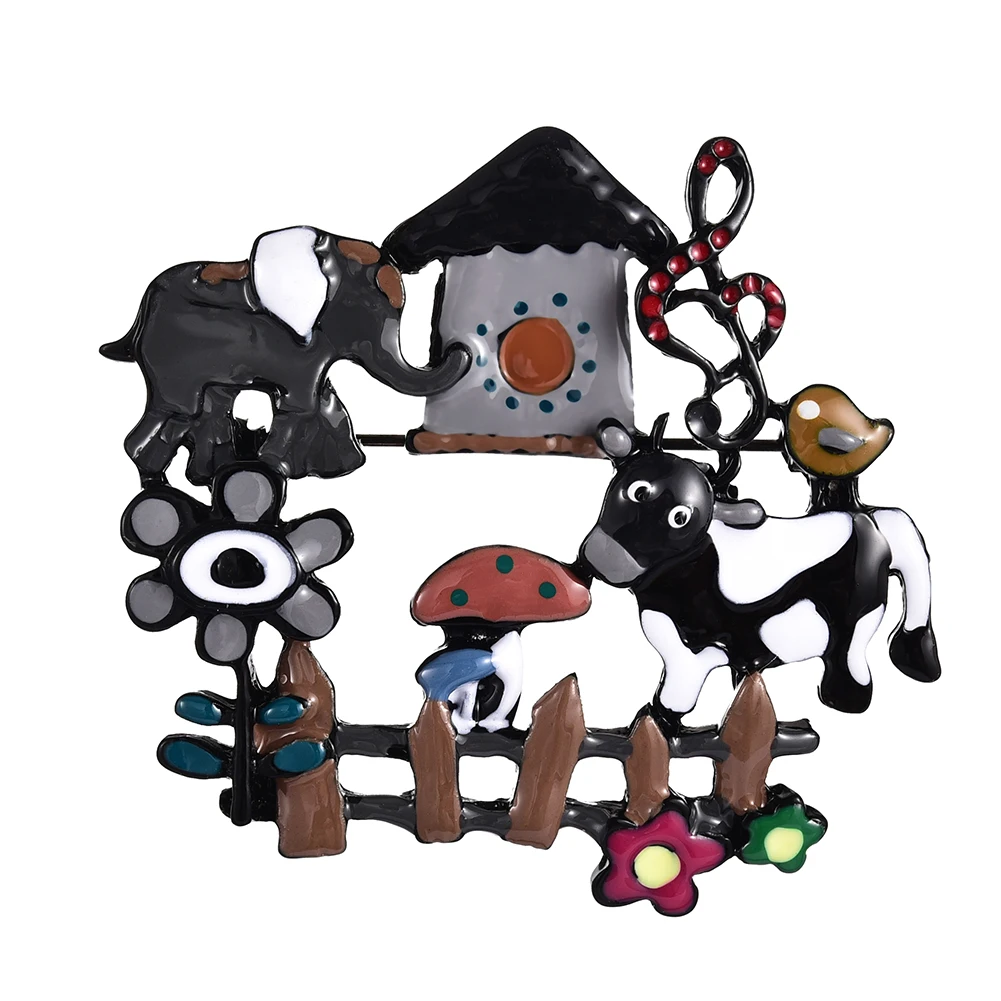 2019 Cring coco Новое поступление корова дом Цветок Птица слон любимый брошь блузка и