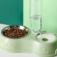 pet dog food feeder plastic double pet bowls automatic dish water feeder for dogs puppy cats water dispenser feeding dishes
