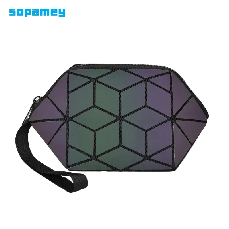 Косметичка со светящимися геометрическими стразами модная женская косметичка