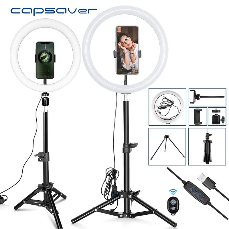 Приглушаемая кольсветильник LED лампа capsaver 10/12 дюймов USB с держателем для телефона