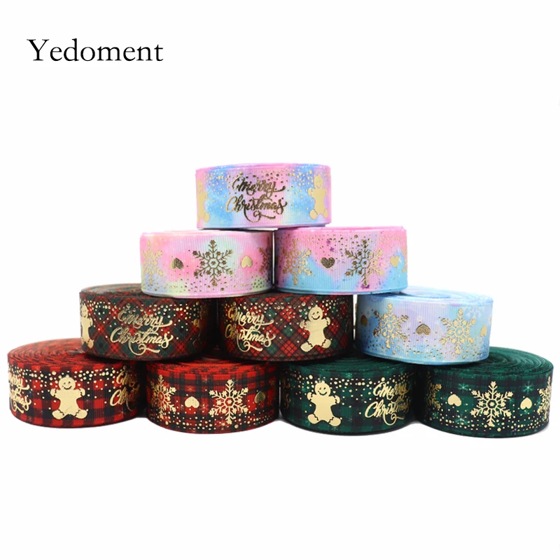 

10 Yards 1'' 25MM Christmas Snowflake Printed Grosgrain Ribbons For Hair Bows DIY Handmade Materials Y2020091701