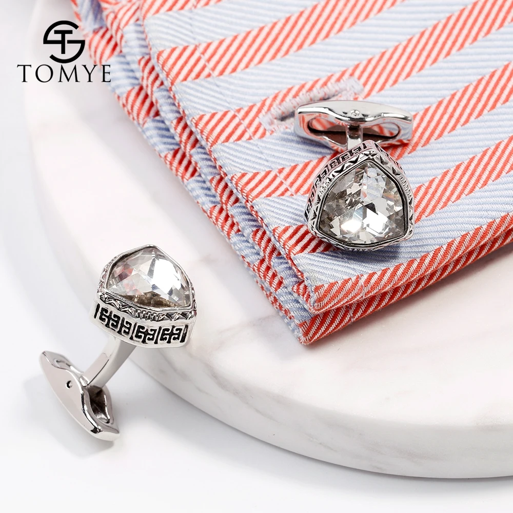 Мужской треугольник TOMYE с голубыми кристаллами Серебряный подарок XK19S142|Зажимы