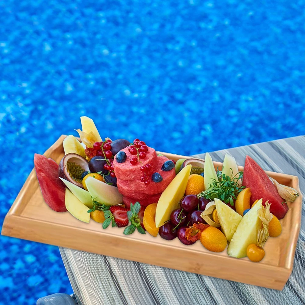 Поднос для чайной еды сервировочный поднос ужин завтрак из цельного дерева отель