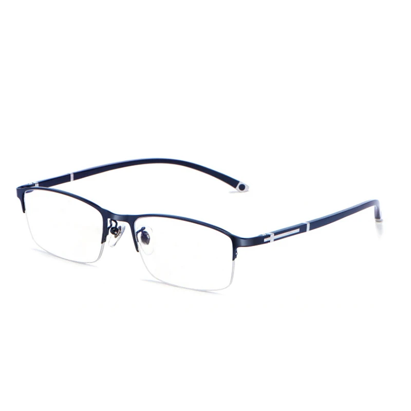BLUE-Half Rimless Высокое качество, мужские очки, оправа, оптические очки по рецепту, оправа для мужчин, ультралегкие очки, очки, очки - Цвет оправы: BLUE-Half Rimless