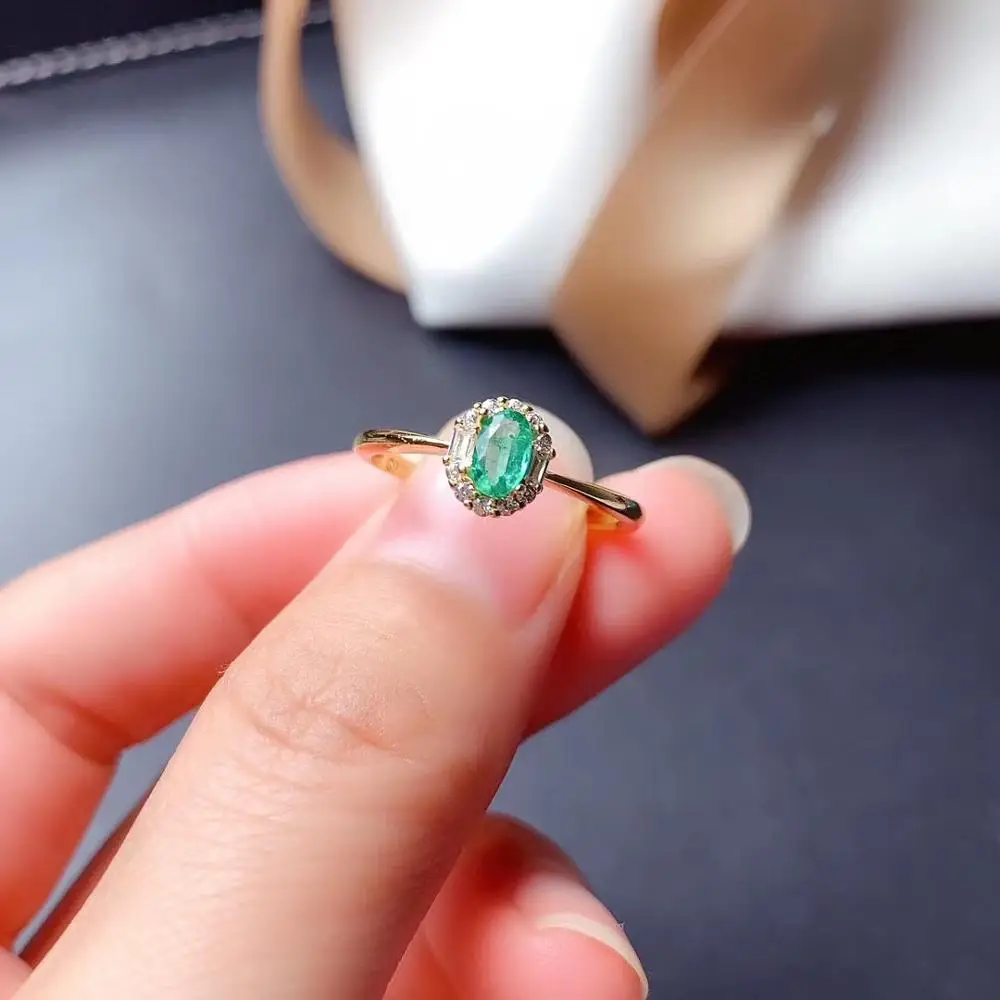 

SHILOVEM 925 sterling silver Natural Emerald classic fine Jewelry women wedding wholesale new gift 3*5mm mtz0305666agml
