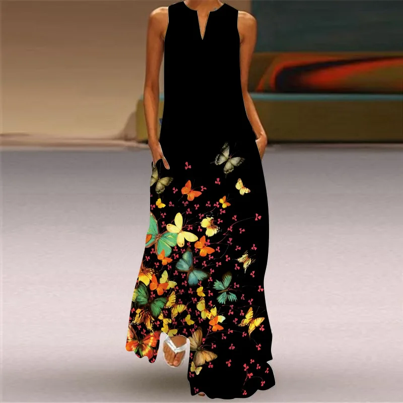 

2021 Women's new summer long dress plus size casual sexy sleeveless Loose dress V-neck dress party dress Beach dress dresses