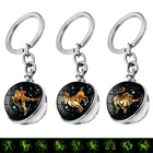 Светящийся брелок со знаком зодиака, двухсторонний стеклянный кулон в виде шара, брелок для автомобиля, мужской и женский подарок на день рождения