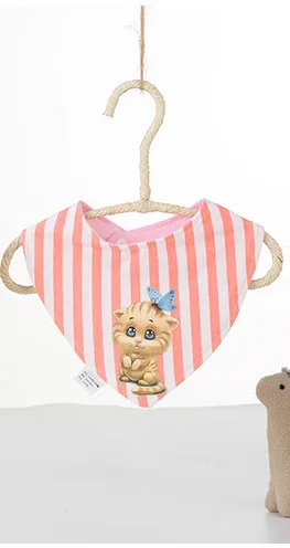 Pink stripe 2 Детские нагрудники из хлопка в полоску с рисунком из мультфильма; нагрудник с принтом; треугольный нагрудник; Детский шарф для новорожденных; детские вещи для кормления - Цвет: Pink stripe 2