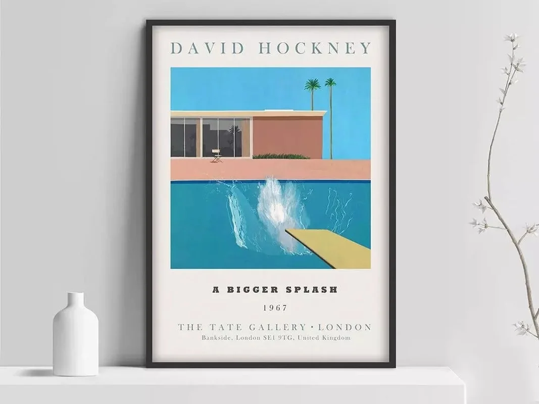 

David Hockney art Exhibition Poster, A Bigger Splash Art Print, Modern Minimalist, David Hockney Print, Hockney Wall Art