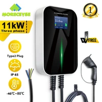morec ev charger electric car vehicle charging station evse wallbox 380v 11kw with type 2 plug 6m cable16a 3 phase iec 62196 2