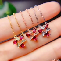 kjjeaxcmy fine jewelry 925 sterling silver inlaid natural garnet female pendant necklace classic support detection