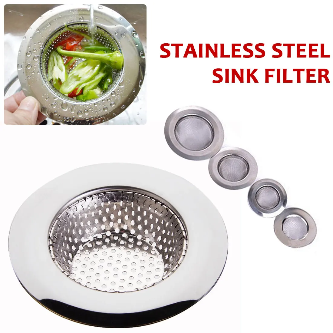 

Stainless Steel Bathtub Hair Catcher Stopper Shower Drain Hole Filter Trap Kitchen Metal Sink Strainer Floor Drain Screen Net