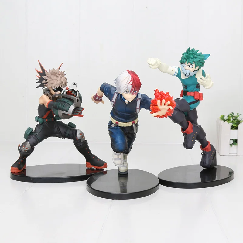 3pcs opp bag Японское аниме, мой герой, научное окружение, Zero Bakugou, кацуки, Midoriya Izuku Todoroki Shoto, ПВХ фигурка, игрушки 16 см - Цвет: 3pcs opp bag