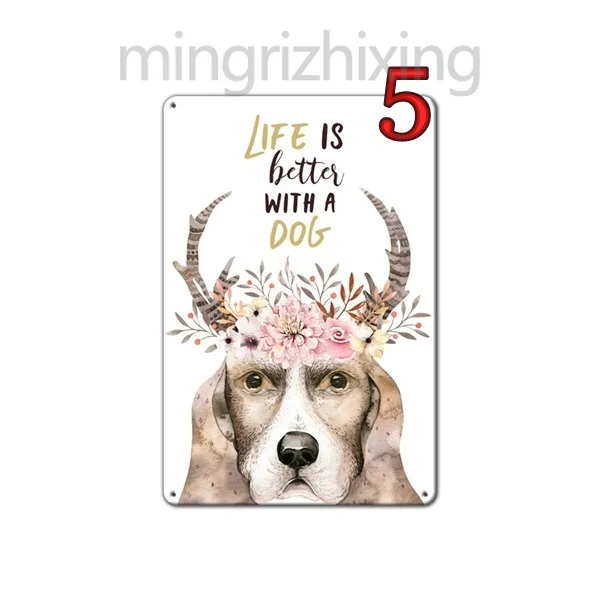 Металлический винтажный оловянный плакат Life is better with a dog настенный для кофе кафе