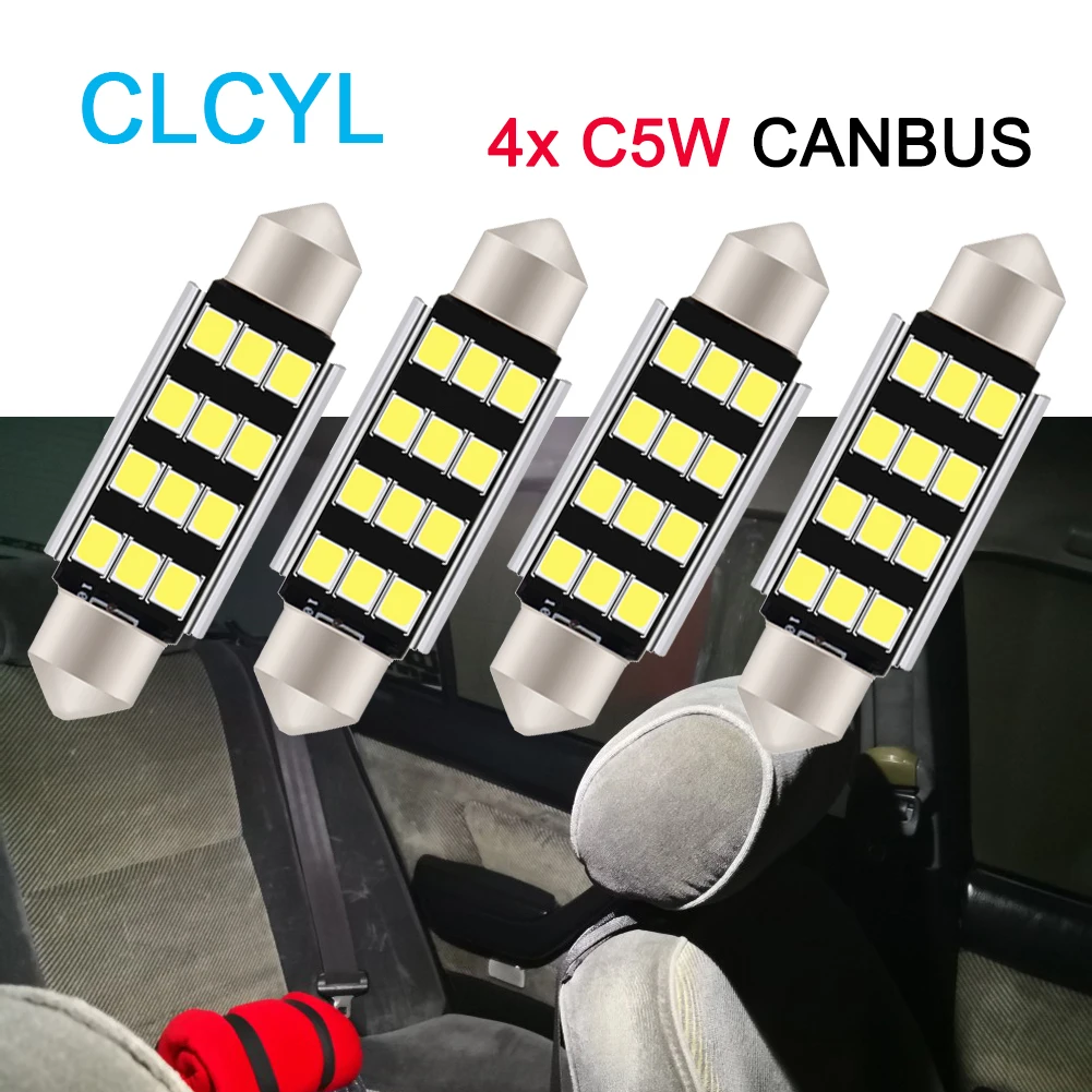 

CLCLY 4x C5W C10W LED Lamp CANBUS Festoon 28mm 31mm 36mm 39mm 41mm 3W For Lada Car Interior Light 12V Auto Map Dome Bulb