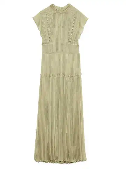 

2021 Spring New Pleated Slim Waist Dresses Elegant Fresh High Waist Women Dress Sexy Out