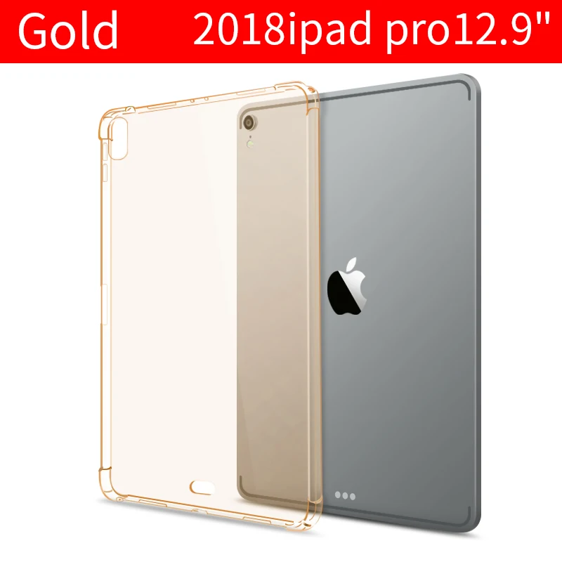 Чехол для iPad Pro 12," 11" 4 угловой противоударный прозрачный чехол тонкий силиконовый мягкий ТПУ чехол для планшета funda coque - Цвет: pro12.9-Gold