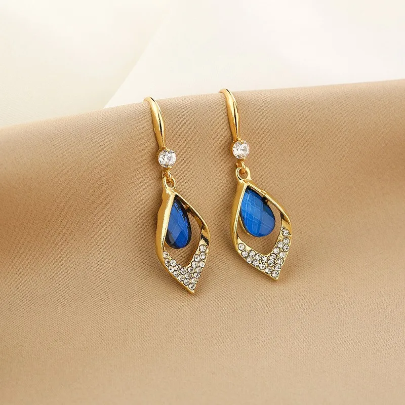 Новинка 2021 Роскошные модные украшения в стиле бохо синие хрустальные Висячие
