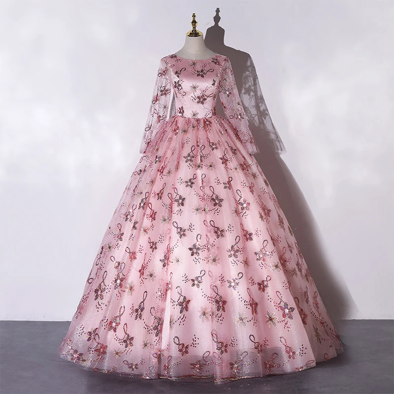 

Розовое бальное платье Quinceanera с глубоким вырезом, кружевные пышные платья для выпускного вечера, бальные платья со шнуровкой сзади, милые пл...