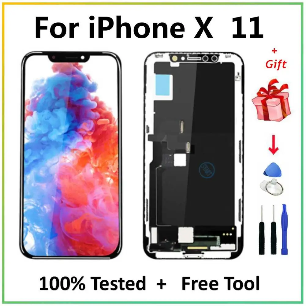 Для iPhone X 11 ЖК дисплей OLED с 3D сенсорным дигитайзером в сборе сменный для iPhone11 LCD
