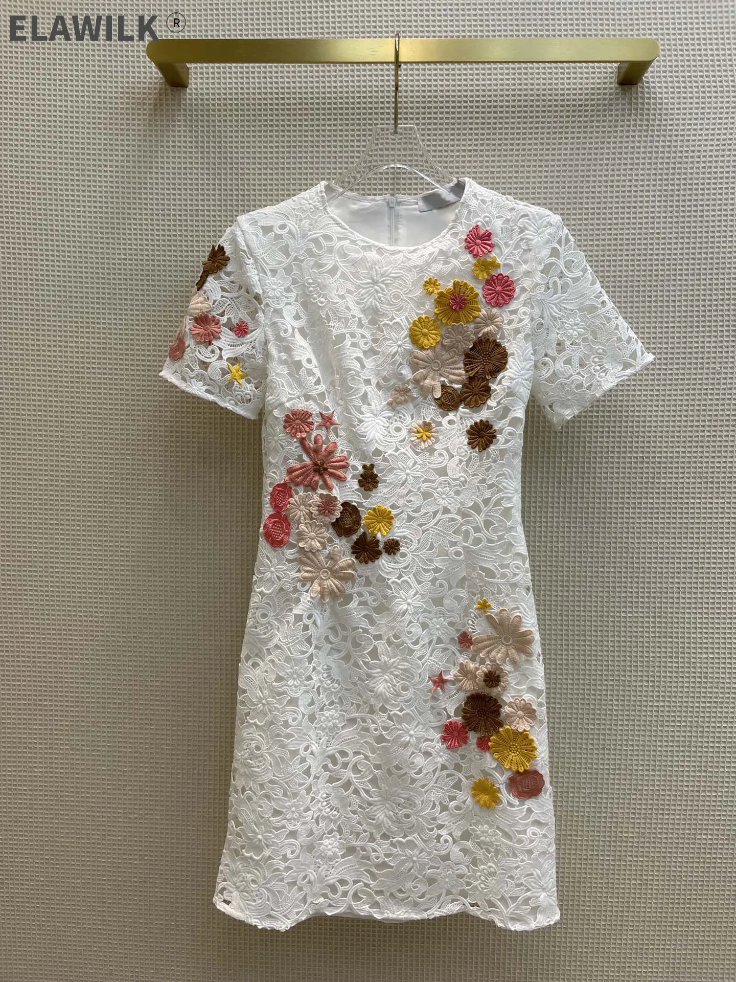 

Элегантное кружевное платье для женщин, Осеннее белое платье хорошего качества с 3D вышивкой и цветами, роскошное Брендовое облегающее плат...