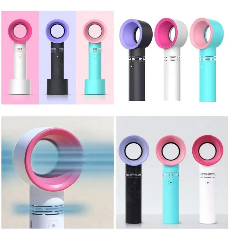 

Portable USB Rechargeable Bladeless Fan Handheld Mini Cooler No Leaf Fan with 3 Speed Level FKU66