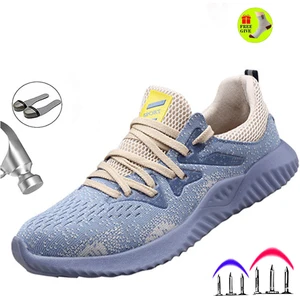 Легкая мужская обувь для защиты от сухожилия на толстой подошве, дезодорант, Dreathable, стальной носок, с перфорацией, Женская рабочая обувь с мягкой подошвой