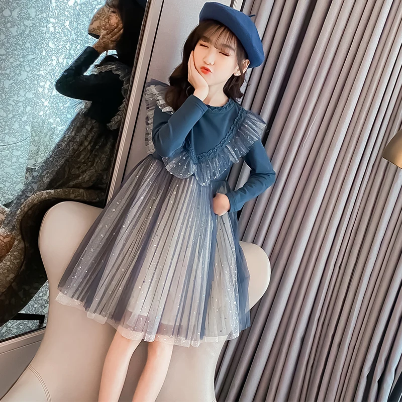 

Girls Party Dresses Autumn Wnter New Korean Children Princess Dresses Shinny Tulle Girls Christmas Dress Kids Costume 10 12 13Y