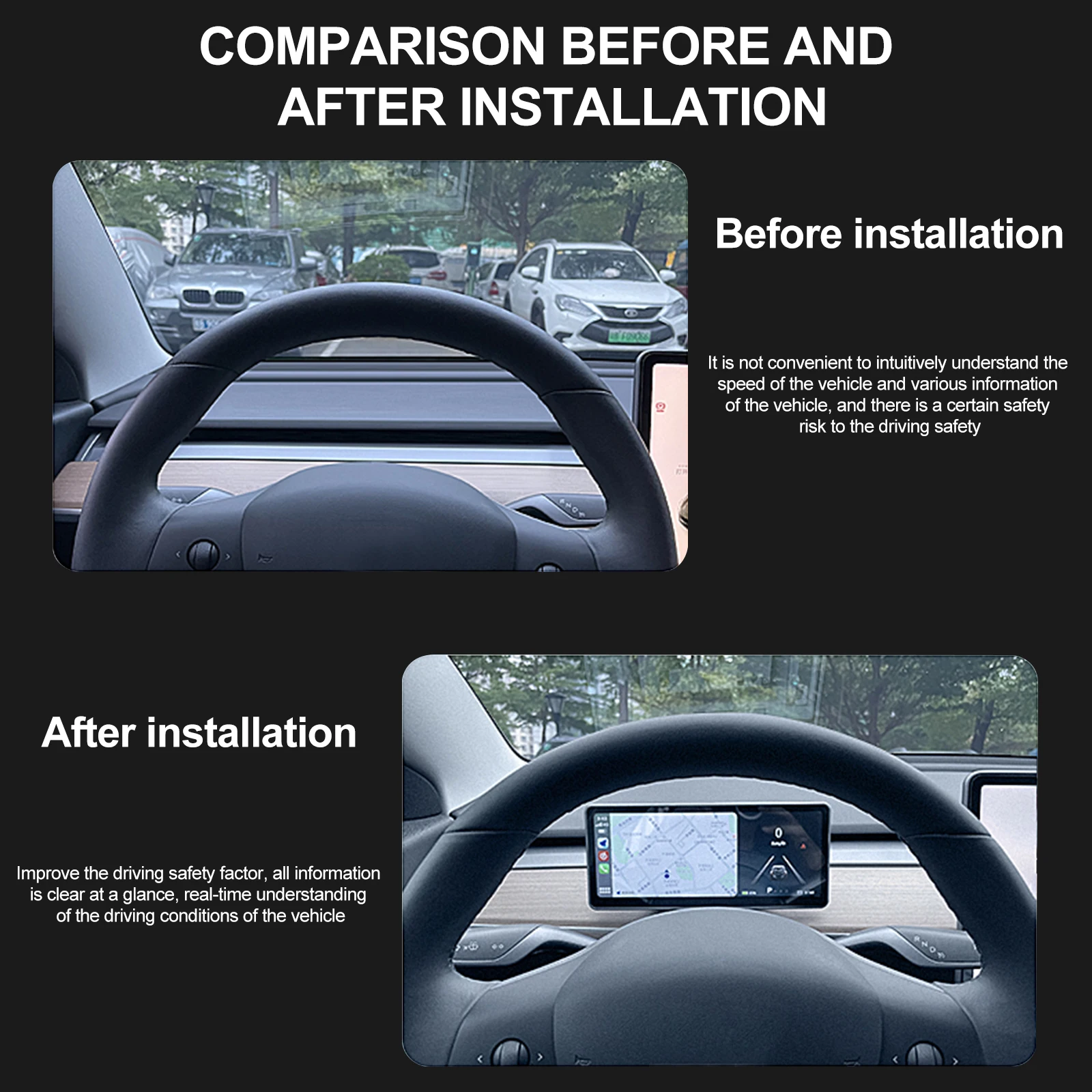 9 Inch Digital HUD Speedometer LCD Display For Tesla Model 3 Y CarPlay Driver Car Dashboard Android Auto | Автомобили и мотоциклы