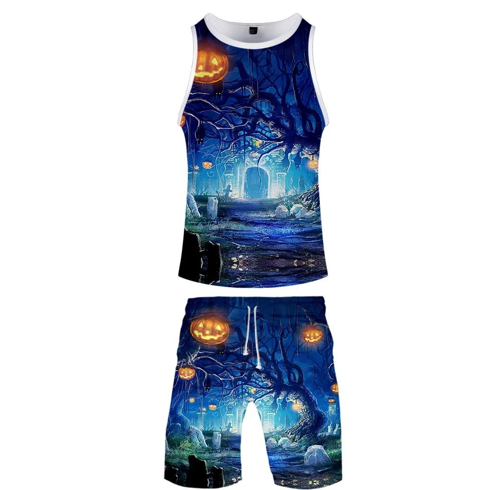 2019 3D Печатный Хэллоуин модный хип хоп крутой летний мужской жилет сетчатая ткань