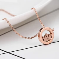 frosted crown titanium steel necklace womens non fading all match rose gold clavicle chain jewelry wholesale womens necklace