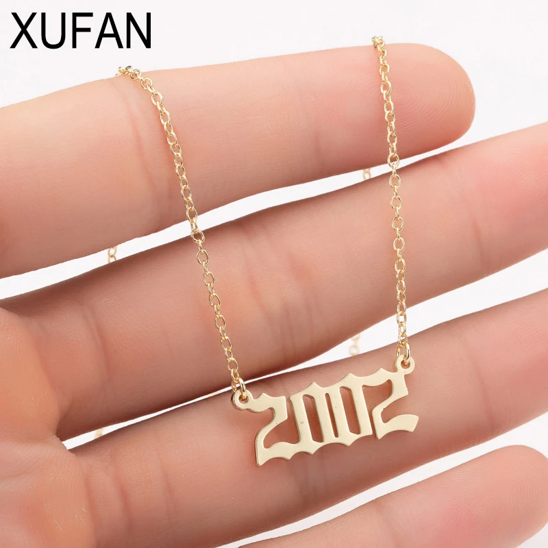 

XUFAN Personalize Year Number Necklaces for Women Custom Year 1980 1989 2000 Birthday Gift From 1980 To 2021