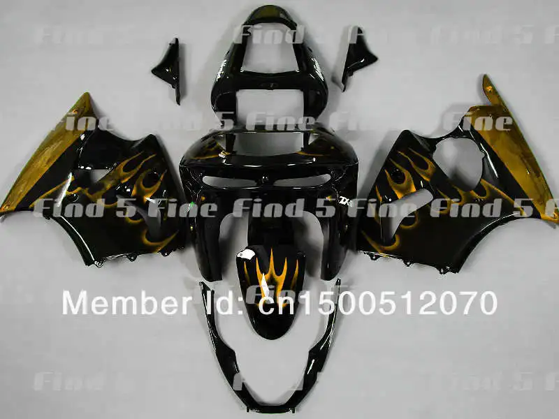 

Golden Flame Black For KAWASAKI ZX6R 98 99 ZX 6R 98-99 ZX-6R 1998 1999 1998-1999 ABS Fairing Kit + 3gifts