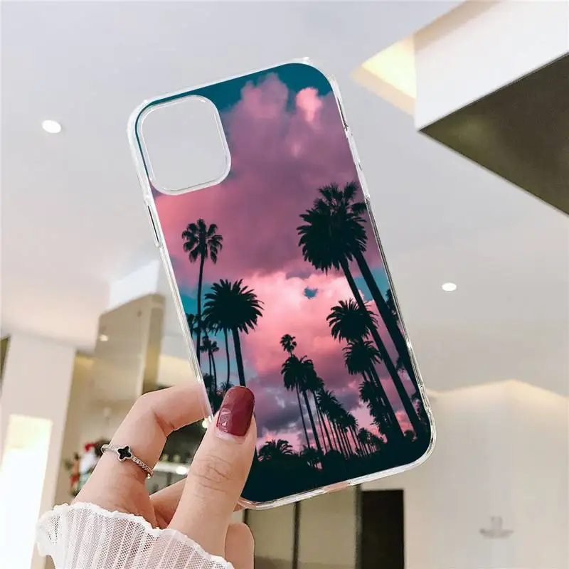 

Coconut tree Phone Case Transparent soft For iphone 5 5s 5c se 6 6s 7 8 11 12 plus mini x xs xr pro max