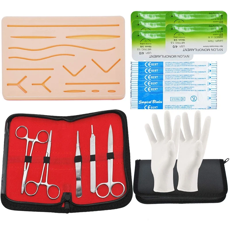 

Suture Exercise Kit for Students with Pre-Cut Wound and Suture Tool Kit for Sutures for Care and Veterinary Students