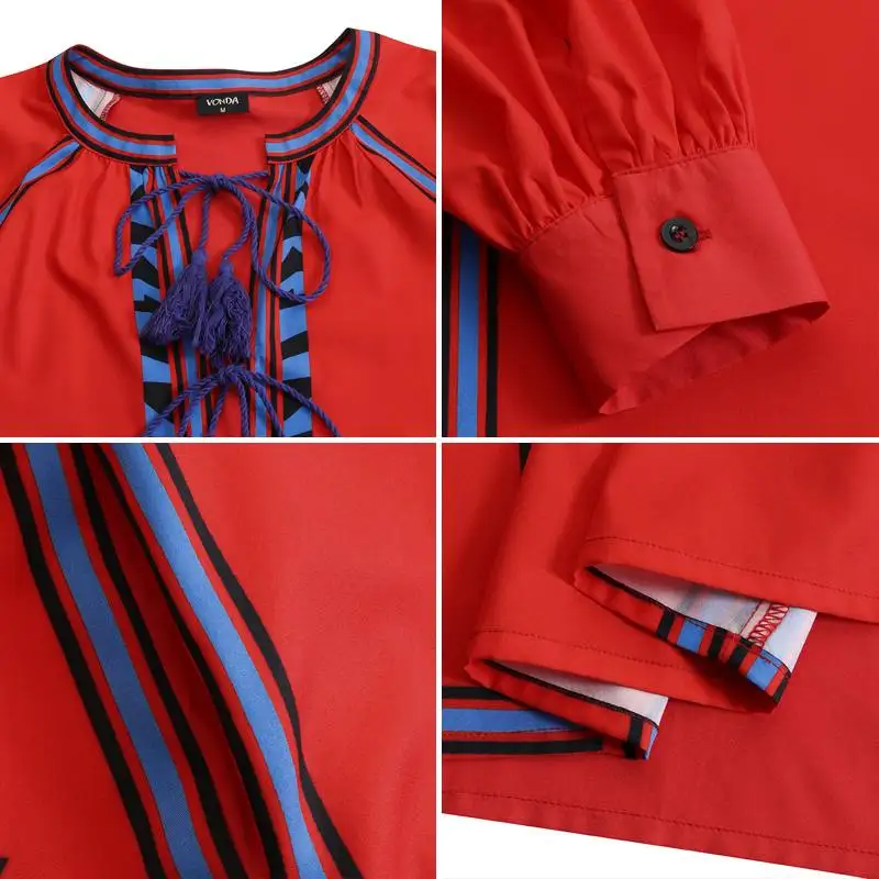 

Autumn Maxi Dress 2021 VONDA Sexy V Neck Long Sleeve Dresses Femme Bohemian Vestidos Vintage Printed Beach Sundress S-5XL