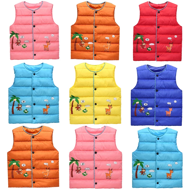 2019 Brand New Infant Kids Baby Girl Boy Printed Vest Down Button Jacket Waistcoat Coat Winter Thick Warm Outwear 2-7T | Детская одежда