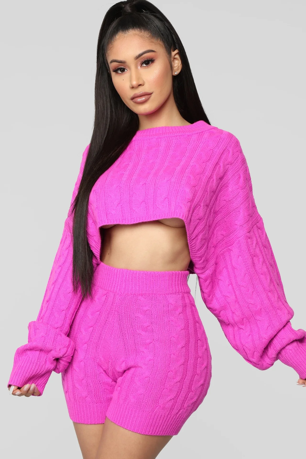 Женский спортивный костюм с круглым вырезом FNOCE однотонные повседневные