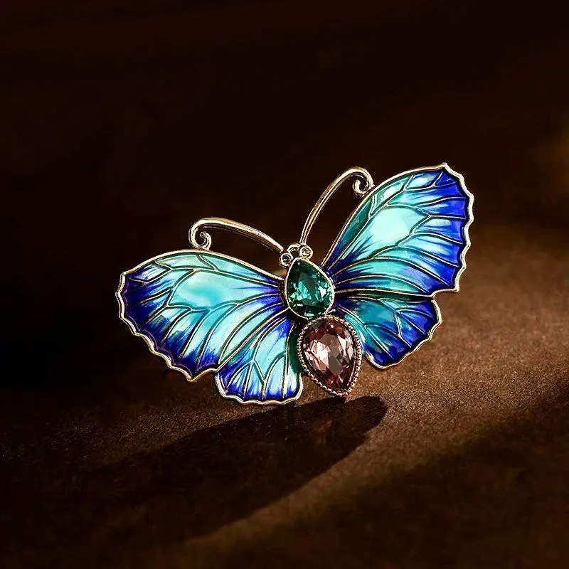 

Vintage Butterfly Brooch For Women Party Gifts Rhinestone Brooches Bouquet Bule insect Hijab Accessories Scarf Pins