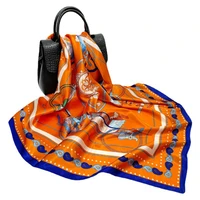 women fashion square scarf carriage paisley shawl hijab imitate silk satin kerchief bandana soft headscarf 9090cm