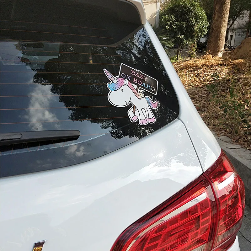 

15.1*16.7CM Lovely Small Animals Cartoon BABY ON BOARD Colored Graphic Car Sticker Decoration C1-5586