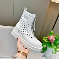 ladies short boots hollow breathable martin boots double bottom round toe british style zipper design exquisite and elegant 39s