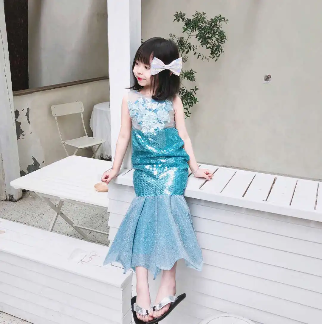 

Kids Dresses for Girls Summer New Girls Sweet and Lovely Fishtail Beautiful Princess Dress Girl Performance Dress Party Dress