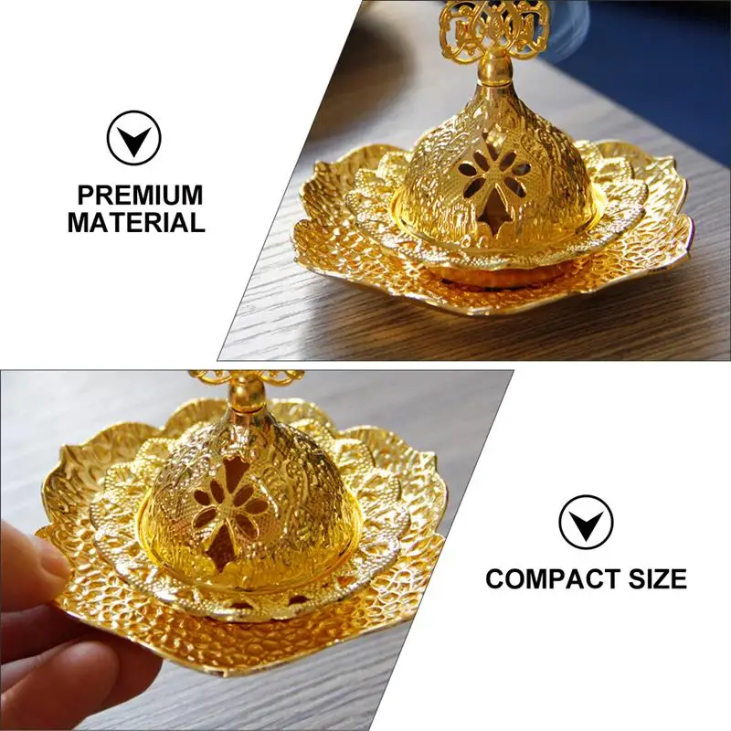 

1Pc Elegant Hand-held Censer Metal Incense Burner Middle East Style Censer