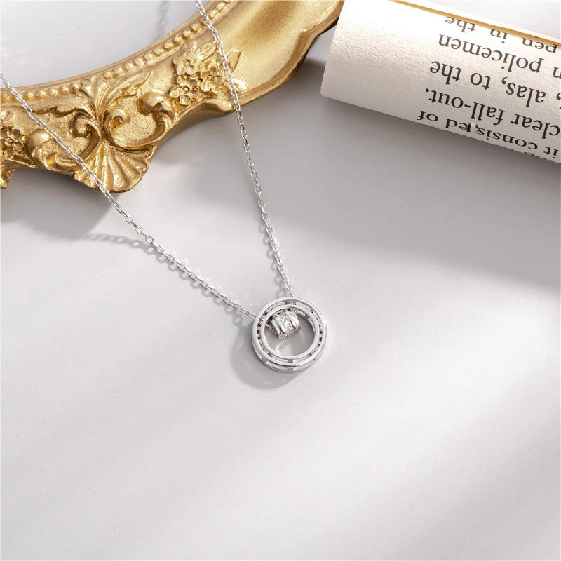 

Sodrov 925 Sterling Silver Necklace Pendant For Women Korean Style Round Necklace Creativity Silver 925 Jewelry Silver Necklace