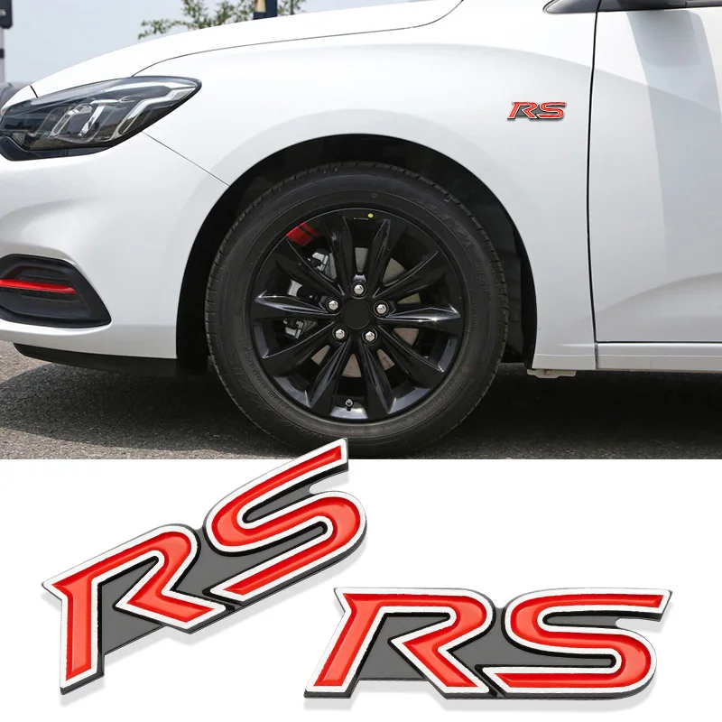 

3D Metal RS Logo Car Styling Emblem Rear Trunk Sticker for Chevrolet Captiva CAVALIER Cruze Spin Optra Trailblazer Orlando Sonic