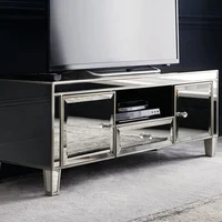 Wholesale modern glass furniture mirrored fireplace TV stand cabinet for Living Room Furniture
