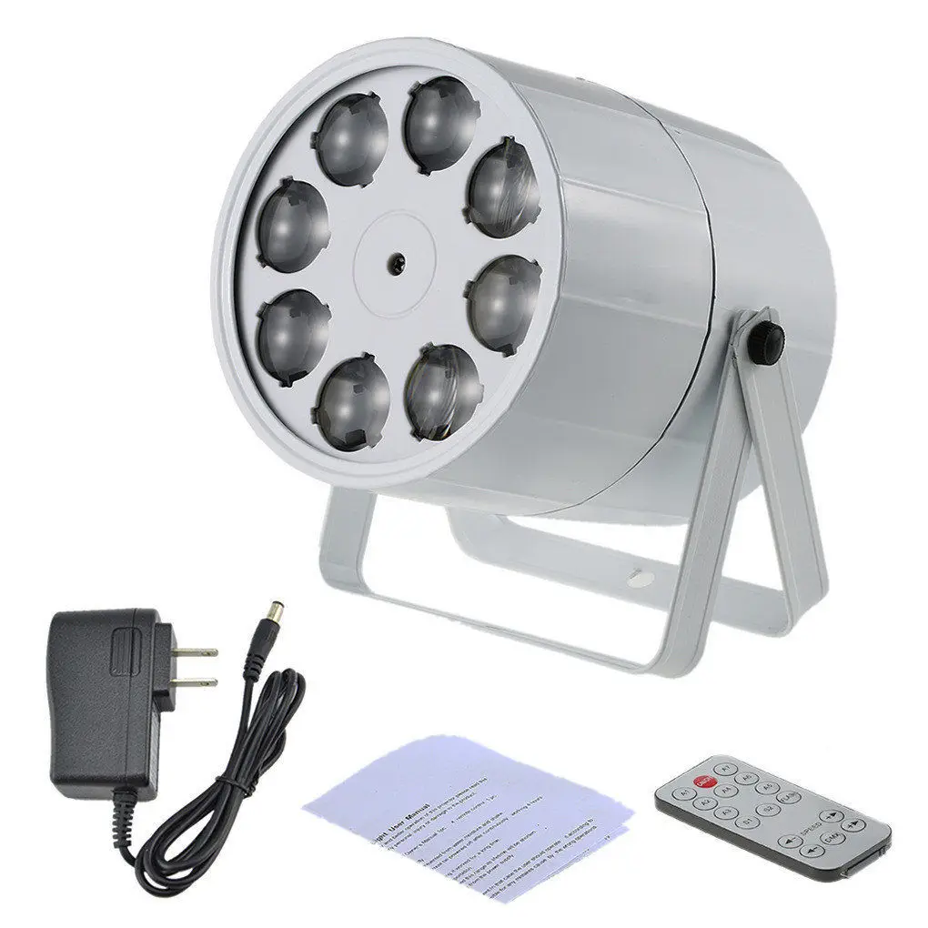 AUCD 8 Lens Remote Rotate RGBW LED Pattern Projector PAR Lights DMX Moving Gobo Spotlight Disoc Party DJ Show Stage Lamp LE M8Y|led light dj|light