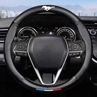 carbon fiber car steering wheel cover breathable anti slip leather steering covers for ford mustang gt shelby auto accessories